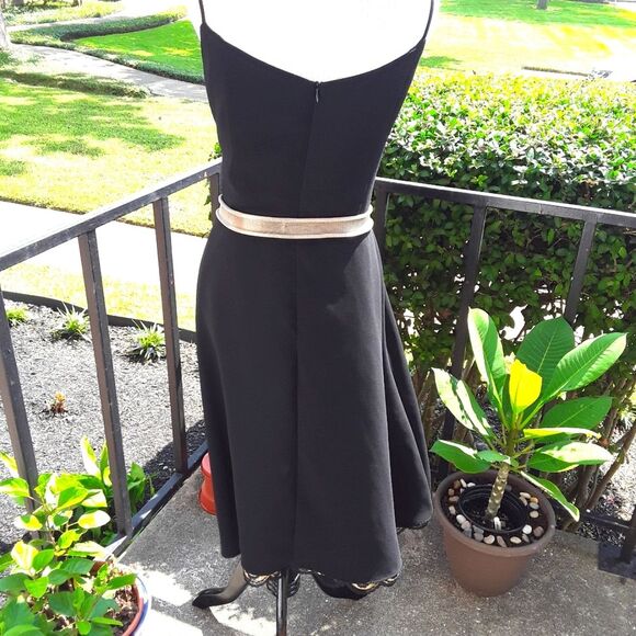 JESSICA HOWARD Black Cocktail Scallop Lace Spaghetti Strap Dress SZ 12 - Vtg - Picture 1 of 8